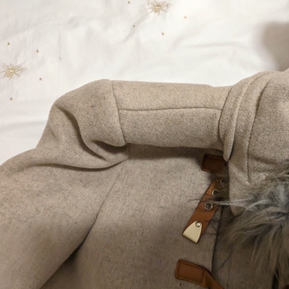Zara Wool Blend Coat with Faux Fur Hood, Size Small - Picture 12 of 16